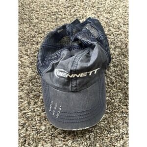 Bennett Trucking Mesh Back Strapback Trucker Hat Blue White Logo‎